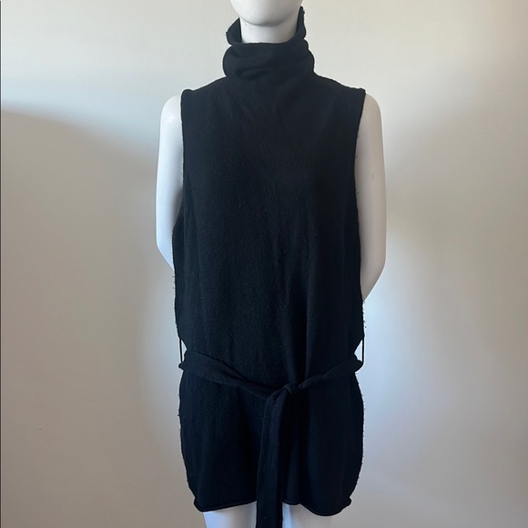 Vince Wool & Cashmere Sleeveless Belted Tunic Sweater in Black L - Picture 5 of 12